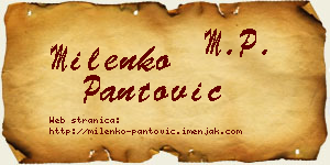 Milenko Pantović vizit kartica